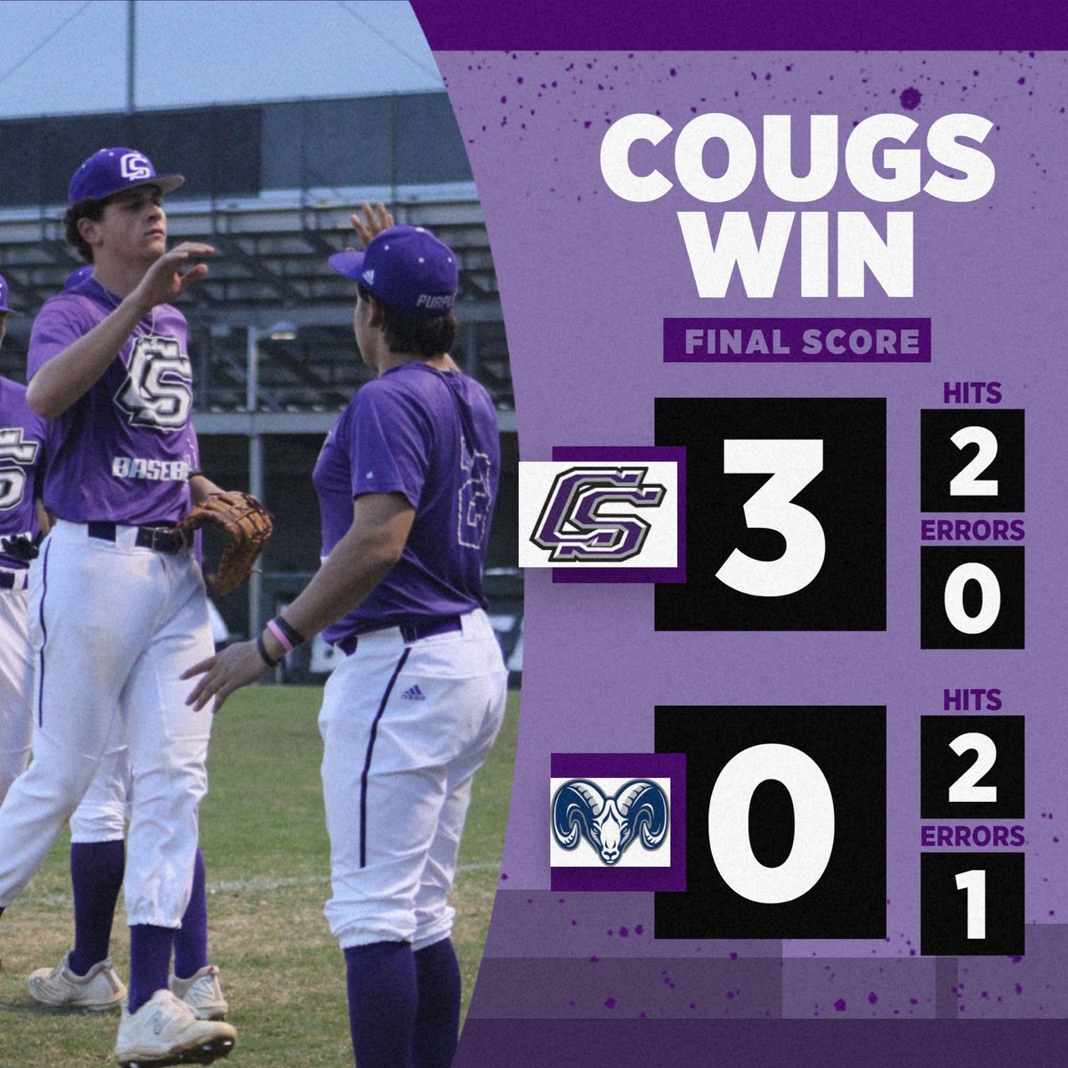 CSHS Baseball (@baseballcshs) on Twitter photo Game 5 is in the books. Cougs Win and improve to 4-1 on the season with a combined shutout by
<a href="/erichglenewink/">Erich Glenewinkel</a> 3 IP ,3K
<a href="/JakeBoggan1/">Jake Boggan</a> 3 IP, 3K
<a href="/C_Lopez312/">Manuel Cristian Lopez</a> 1-2, 2B, 1 RBI Game 5 is in the books. Cougs Win and improve to 4-1 on the season with a combined shutout by
<a href="/erichglenewink/">Erich Glenewinkel</a> 3 IP ,3K
<a href="/JakeBoggan1/">Jake Boggan</a> 3 IP, 3K
<a href="/C_Lopez312/">Manuel Cristian Lopez</a> 1-2, 2B, 1 RBI
