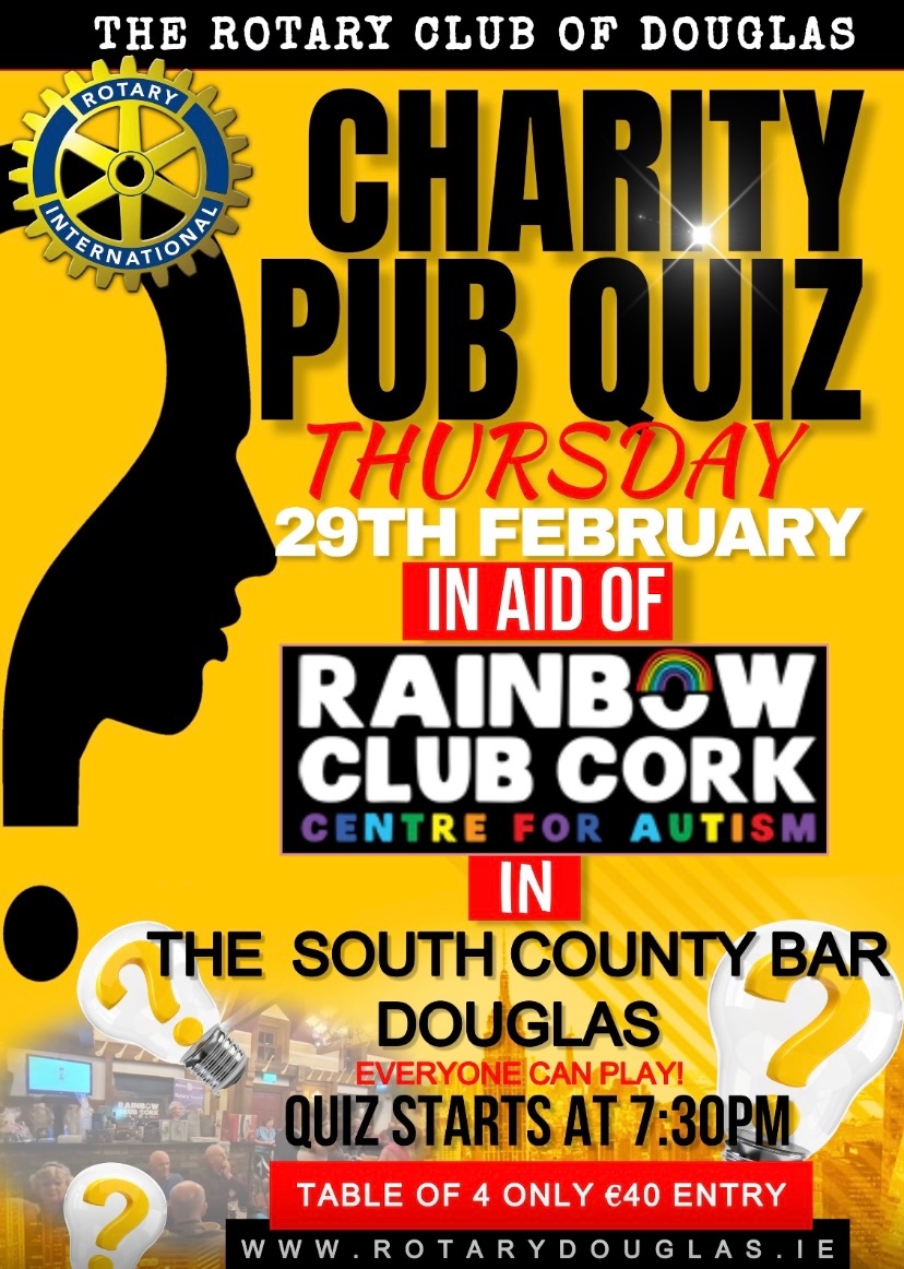Thursday night - The Annual Douglas Rotary Charity Pub Quiz! 🙂@southcountybar