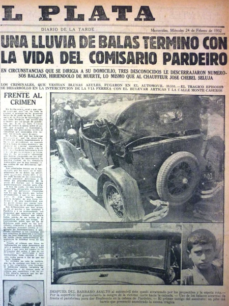 24 de Febrero de 1932, ajusticiamiento del comisario Pardeiro.
El 24 de febrero de 1932 el comisario Luis Pardeiro circulaba, como era habitual a esa hora (pasada la una de la tarde) rumbo a su casa, cuando en la intersección de Monte Caseros y Bulevar Artigas el coche debe 🧵👇