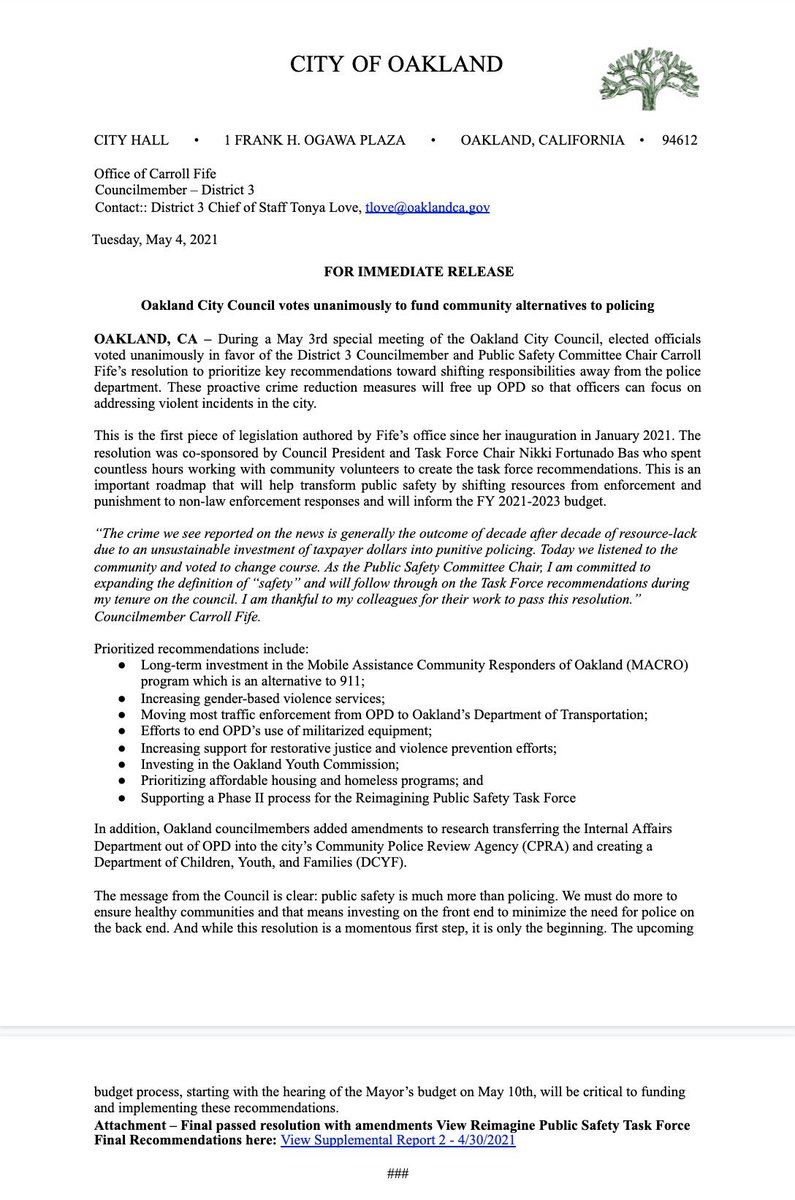 @Nikkiforallofus In 2021 Nikki Bas was saying that crime is the outcome of spending too much money on Oakland Police! 🤡 Now she wants to run away from consequences into another job