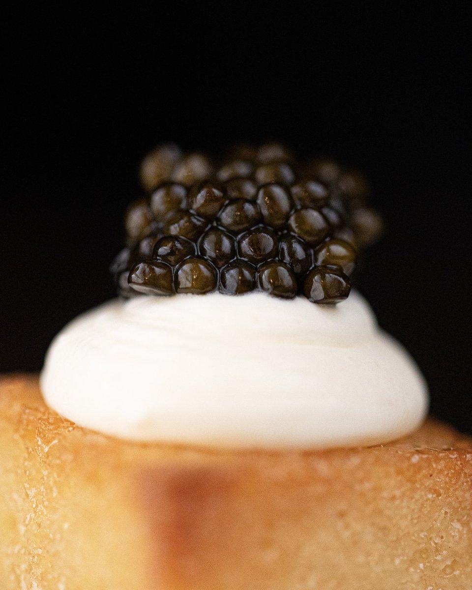A closer look at our caramelised shokupan with sweet and sour cream and Exmoor caviar