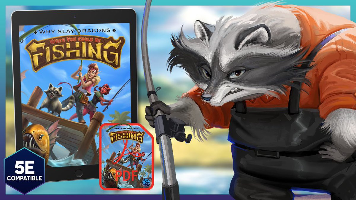 BrettUltimus's tweet image. Meet Jembone - a grumpy Raccling who wants nothing to do with people and everything to do with Fishing. 🦝

Jembone is one of 24 Angler NPCs in our newly released book - Why Slay Dragons when you could be FISHING - a 5e TTRPG supplement that brings Fishing to your world! 🎣