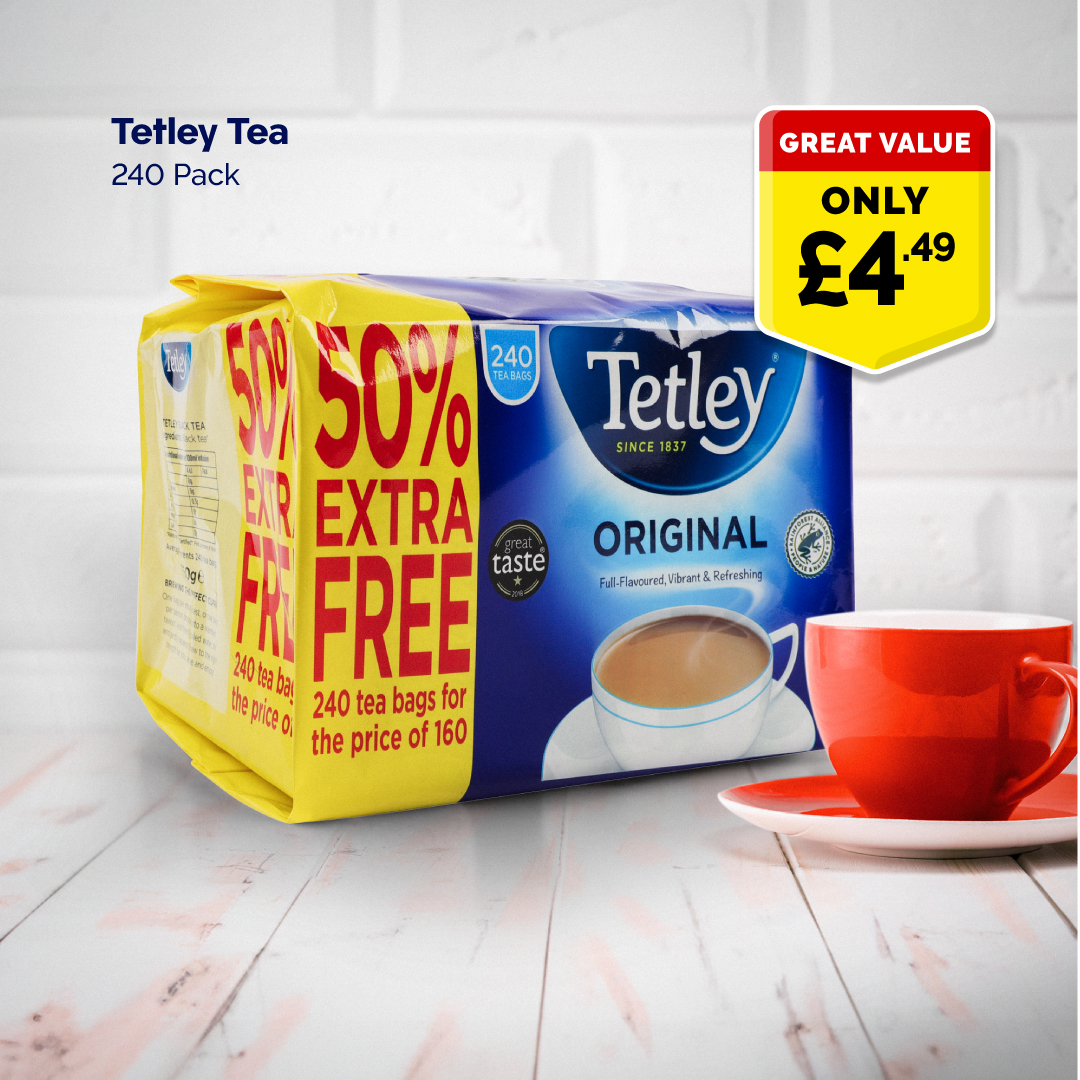 Poundstretcher1's tweet image. Savour the original, full-flavoured goodness of Tetley Tea! Elevate your tea experience with 240 packs for only £4.49. 

Click to know more 👇
ow.ly/wUzO50QH2yr

#TetleyTeaMoments #TeaLoversDelight #GreatDeal"