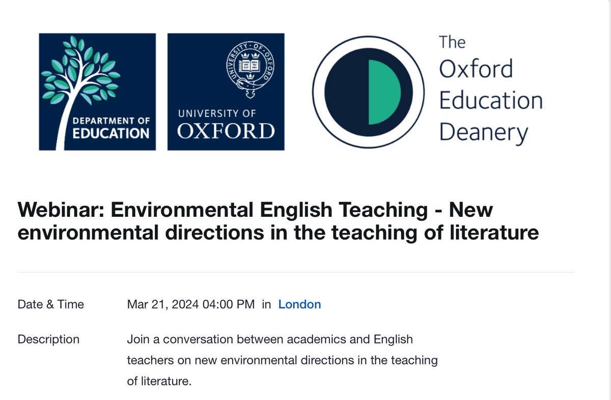 In our rapidly changing global context, how can #Englishteaching adapt and respond to the latest developments in #environmental thinking? Join this interactive webinar to find out! 
us02web.zoom.us/meeting/regist…