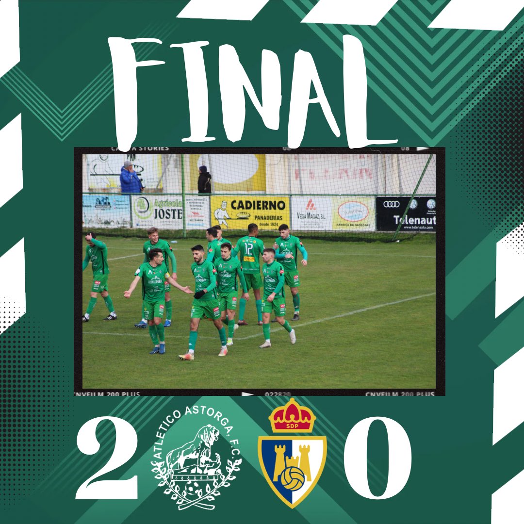 🏁93’| ➕3️⃣ puntos y sexta portería a cero consecutiva 💪🏻💚

2️⃣ ATLÉTICO ASTORGA F.C.

0️⃣ <a href="/SDP_1922/">SD Ponferradina SAD</a> B

#AstorgaPonferradinaB 
#ReydeCopas
#VamosVerdes💚⚽️