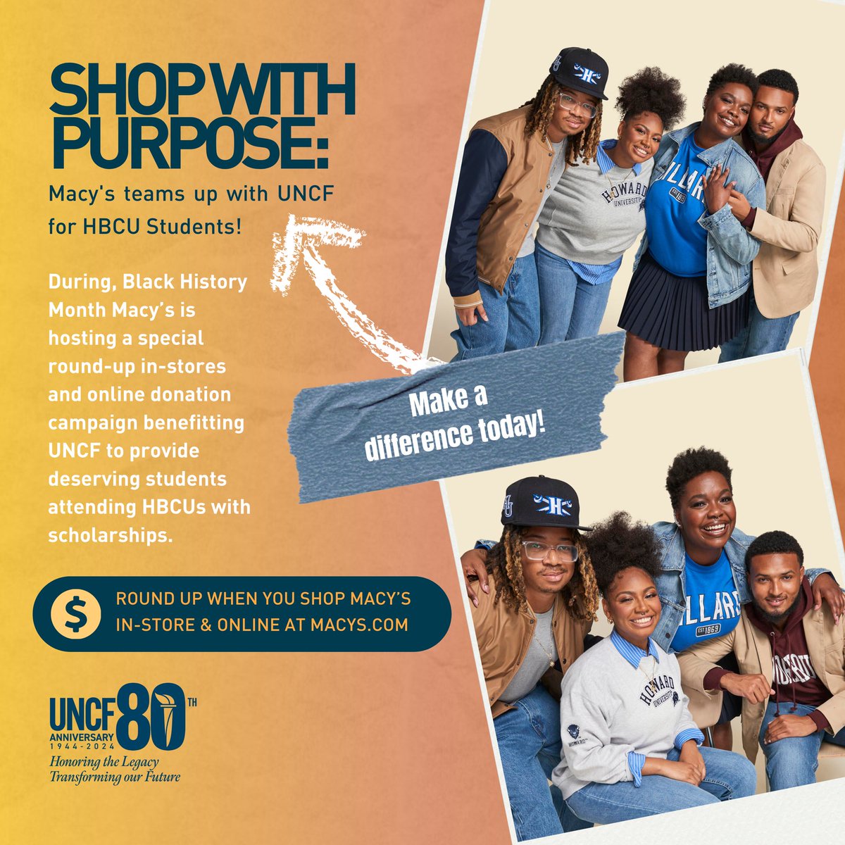 You can find me at your local Macy’s store or conveniently online today! 🤩🏆I’m honored to have been selected as one of four HBCU students worldwide for the Macy’s Mission Every One Scholarship in partnership with @macys and @uncf. <a href="/Morehouse/">Morehouse College</a>  #HBCU #UNCF #Macys #BHM