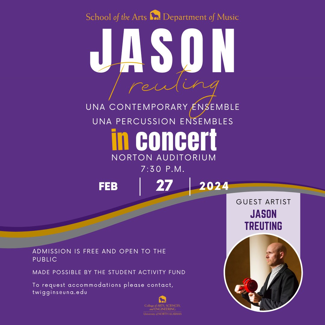Excited for Jason Hussein Treuting to hit town tonight to start an intense 3 day residency that will result in a performance of his work "Go Placidly With Haste" featuring the percussion studio and contemporary ensemble!  Come join us Tuesday night!