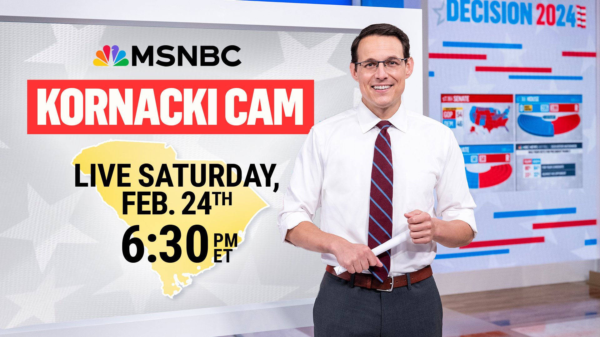 MSNBC on X It s South Carolina primary day and SteveKornacki is back at the Big Board. Keep track of his every move all night the Kornacki Cam is streaming LIVE at