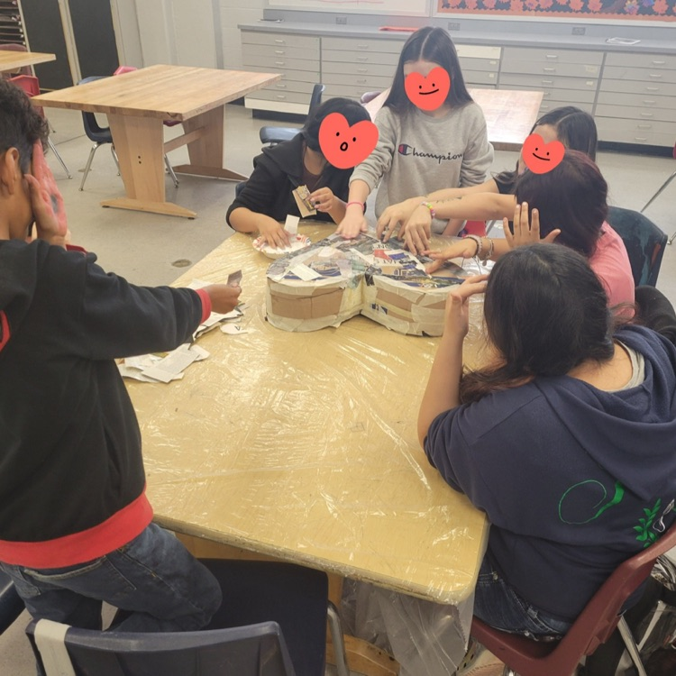 Students in Ms. Kirkham's art class working together to create paper mache heart sculptures! #destinedforgreatness #rangerpride #ccisdproud