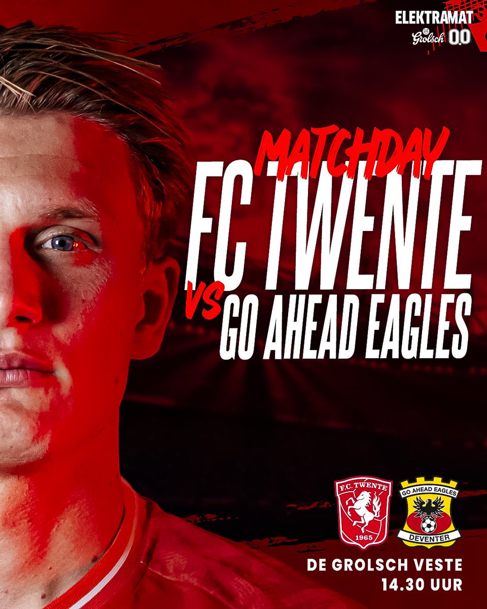 fctwente's tweet photo. 𝙑𝙖𝙣𝙙𝙖𝙖𝙜 >𝐌𝐚𝐭𝐜𝐡𝐝𝐚𝐲 💪

🔴 FC Twente - Go Ahead Eagles

#twegae #matchday #eredivsie https://t.co/l2Hb22f3ud
