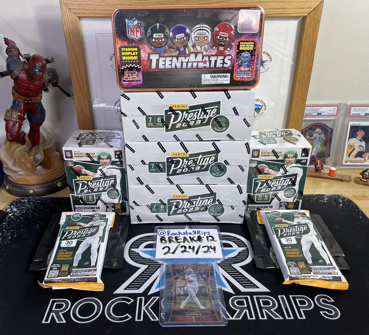 RockstaRRips's tweet photo. 🔔OPEN🔔 $30/Spot (Pick your FIRST team)
(TEXANS $50, COLTS $40, LIONS $35, all other teams are $30)
🤘🏼Rockstar Rips⭐️BREAK #12⭐️
‼️BREAK SCHEDULED ONCE FILLED‼️
🏈PRIZM ‘23 BREAK (PYFT): 16 Spot🏈
Included in Break:
•(3) ‘23 Panini PRESTIGE Megas
•(2) ‘23 Panini PRESTIGE Blasters
•(2) ‘23 Panini PRESTIGE RackPacks
•(1) TeenyMates Stadium Tin
•(2) MYSTERY CARDS
•(1) 🦆Select CJ Stroud RC🦆
🚨Rules🚨
Pick your spot(pick a number between 1-16) PICK YOUR FIRST TEAM(first come basis). Your second team will be randomized by Duck🦆Race and will be matched up to the 1-16 numbers in the order they finish. You are allowed to trade teams!
I will open all the packs, whatever player cards come out will go to their respective NFL team on the card. Then I will open the Mystery Cards and TeenyMates. Same above rules apply.
🦆1 LUCKY🍀PERSON will win the empty TeenyMates Tin, Stadium Display and EXCLUSIVE Camo TeenyMates QB🦆
🦆1 LUCKY🍀PERSON will win the Select CJ Stroud Rookie Card🦆
💰$30 Buy in (PAY⭐️TO CLAIM!)💰
(TEXANS $50, COLTS $40, LIONS $35, all other teams are $30)
📪Shipping Included📪
Paypal: jchase621@gmail.com
Venmo: @JCMoneyDesign
CashApp: $JChase621
💥Bonus💥
Downtown Hunt Rules
(1 Retail Pack of ‘23 Donruss) $1 buy in. Buy as many spots as you like.
🦆DUCK RACE🦆determines winner of pack.
(See details at Rockstar Rips)
🏈PICK YOUR FIRST TEAM(after payment)🏈