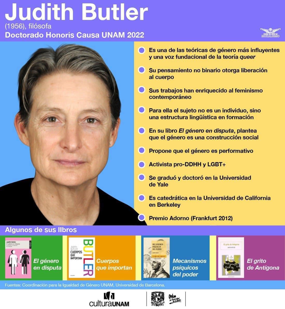 📚 Hoy es el cumpleaños 68 de Judith Butler. 💜

Un referente del feminismo, la defensa de los derechos LGBT+ y la lucha por la igualdad.

La celebramos recordando la conferencia magistral que dio en la <a href="/CatedraBergman/">Cátedra Bergman</a>.

Vela en 👉 t.ly/fw61n