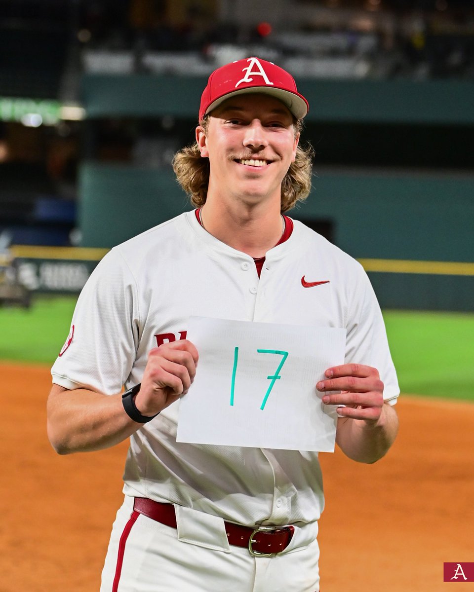 RazorbackComms's tweet image. In the last 20 hours,

• Hagen Smith struck out 17 batters and tied the @RazorbackBSB single-game record 
• Khalif Battle put up a career-high 42 points, one shy of @RazorbackMBB&apos;s SEC game record  
• Robyn Herron tossed @RazorbackSB&apos;s second-ever perfect game