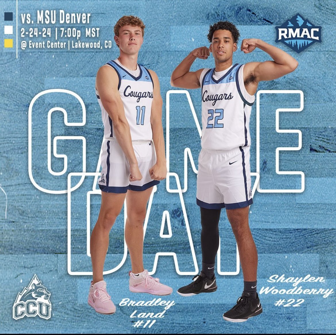 Gameday! Come out and catch the Cougars take on MSU Denver at 7pm MST tonight! 
 
#clawsout #mbb #rmac #ncaadii 

📈: tinyurl.com/4zseywya
📺: tinyurl.com/bs4r4dn7