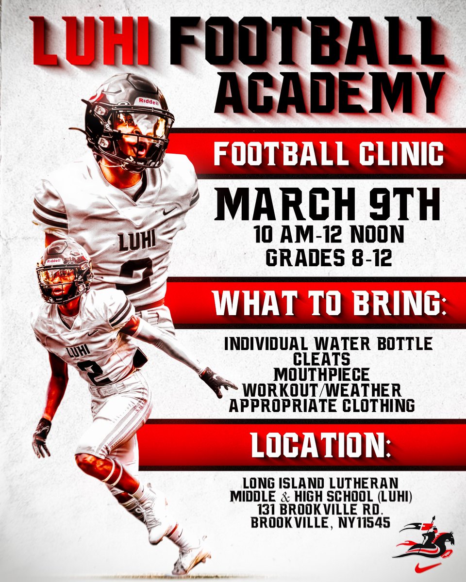 🚨 Saturday, March 9th🚨 We invite all football players Grades 8-12 to come out and get developed by the LuHi Coaching Staff. Show up & get better! Sign-up using the link below ⬇️ …gislandlutheran.hometownticketing.com/embed/event/23…