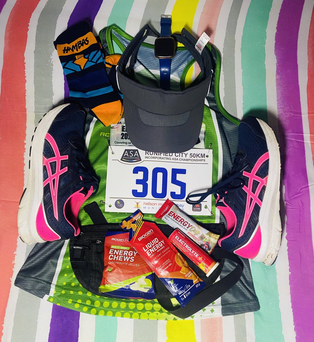 Sekunjalo! Race ready: fuelled by @BiogenSA , transported by 👟 @ASICS_ZA and timing by @fitbit #50kmUltraMarathon 

#TheRunningDietitian #DietitianInSports #SportsDietitian  #MoveForHealth #ChooseToBeActive #Choose2BActive #ASICSFrontrunner2024 #MoveYourMind #SportsNutrition