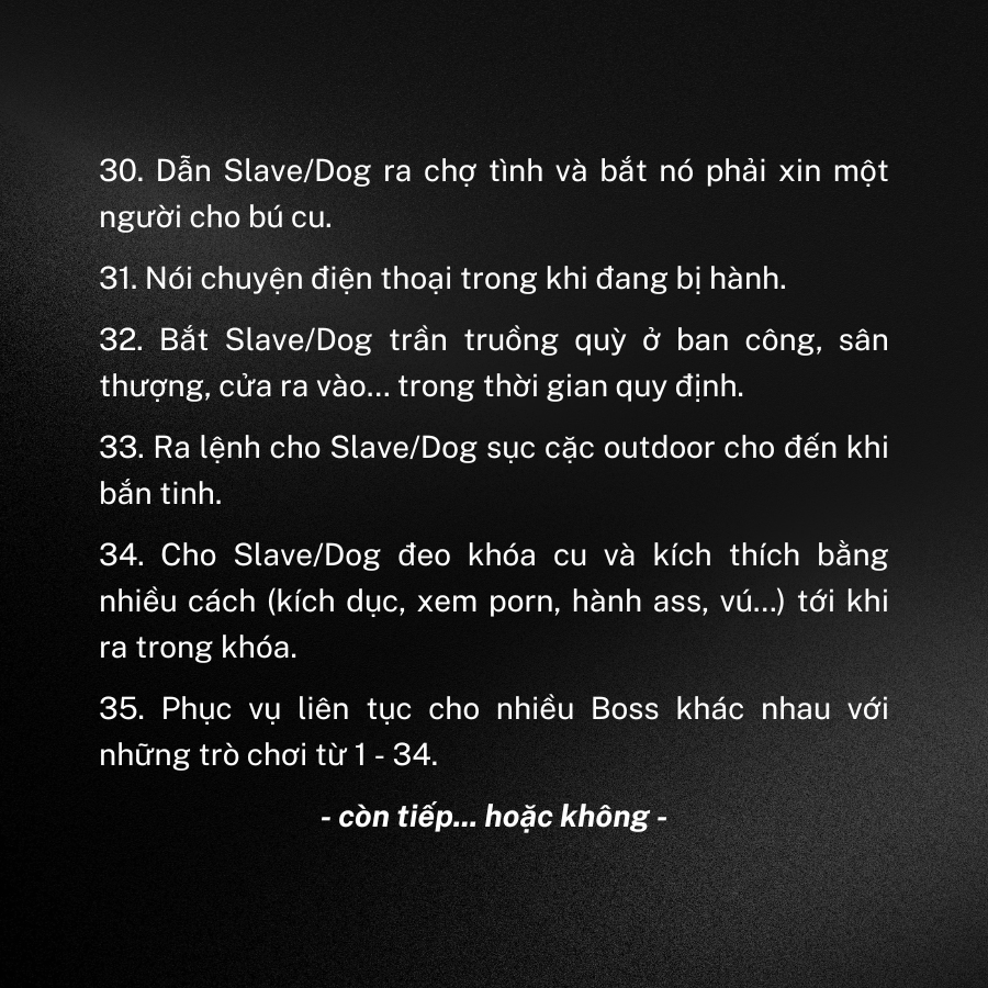 NHỮNG TRÒ CHƠI #BDSM CỰC THỎA MÃN (TIÊU CHÍ 3-0: 0 ĐAU, 0 DƠ, 0 MÁU) - phần 2, cũng có thể là phần cuối
Cám ơn các đồng dâm đã ủng hộ phần 1 ❤️
👉 Từ 17 - 35, anh em thích chơi kiểu số mấy?
P.S: Tiêu chí 0 đau, 0 dơ xin phép điều chỉnh thành ít đau, ít dơ nha 😅