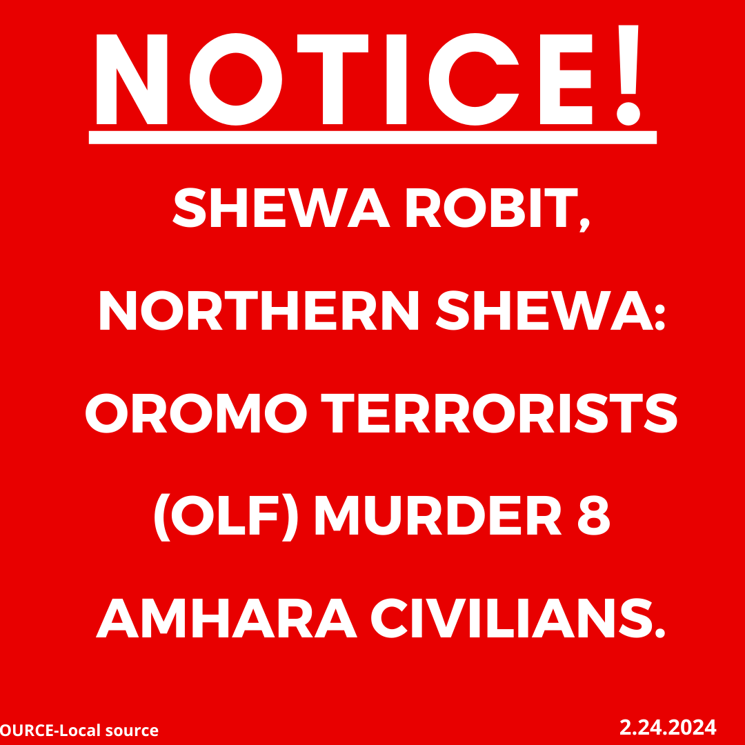 xotrinx1's tweet photo. INFO:📌Shewa Robit, Northern Shewa: Oromo terrorists (OLF) murder 8 Amhara civilians.
#Ethiopia #xotrin #OromoterroristsOLF #ShewaRobit #Amharaciviliansmurdered https://t.co/IBG3Gs3DVM