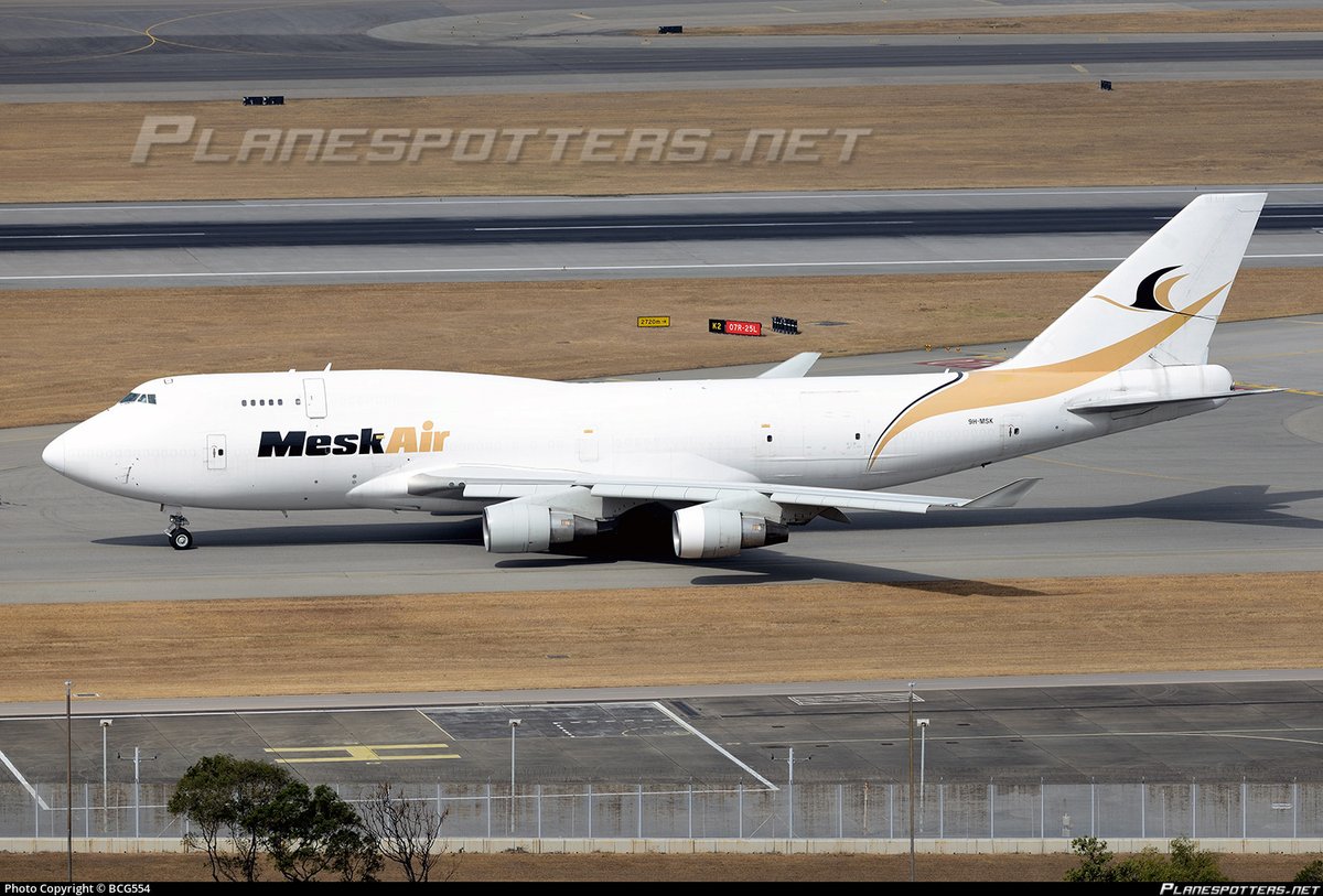 #Tchad🇹🇩 - A 'Mesk Air' Boeing 747-4H6 (BDSF) (reg. 9H-MSK | #4D230A) operated by 'Elitavia Malta' arrived yesterday evening from Abu Dhabi🇦🇪 in N'Djamena and delivered CAT Power Generators (see post below). The 747 is currently heading back.