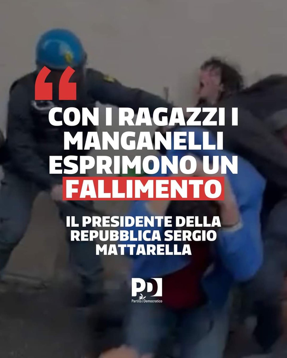 Grazie Presidente #Mattarella per queste parole di saggezza, a presidio di valori e diritti garantiti dalla Costituzione. L'autorevolezza delle Forze dell’ordine non si esprime reprimendo con i manganelli la libertà di manifestazione ed espressione democratica del pensiero.