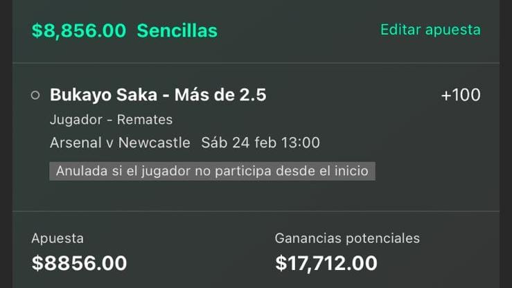 ChapitoApuestas's tweet photo. 🚨 | RETO GRATUITO $5,000 A $100,000

Chingones, les comparto el Paso 2 del RETO $5,000 A $100,000.

Necesitamos 3 Remates de Bukayo Saka.

¿Te subes al Barco? Deja 🔄 ❤️ de la buena vibra Caraaajooo 👊!!

Ya saben, quiero a puros Chingones con los 🥚🥚 bien puestos. https://t.co/CKhU2aHOij