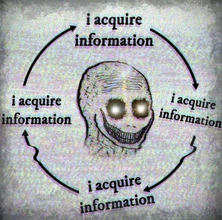 please bro just a little more information, i just need to acquire a little more information to develop a strong enough illusion of control, please just a little more