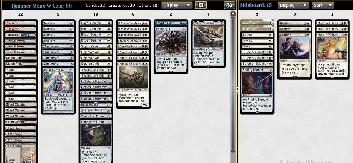 , Lord of Luxury (@meanfannypack) on Twitter photo 🏆#3
Realized the main blue card i wanted was coat and i was struggling to hit blue mana when i needed it for pierce/lavinia so moved to a micro splash in the main.
decided to take a page from <a href="/StefanDimov413/">Stefan Dimov</a> and play mostly permission in the side, numbers are a bit random 🏆#3
Realized the main blue card i wanted was coat and i was struggling to hit blue mana when i needed it for pierce/lavinia so moved to a micro splash in the main.
decided to take a page from <a href="/StefanDimov413/">Stefan Dimov</a> and play mostly permission in the side, numbers are a bit random