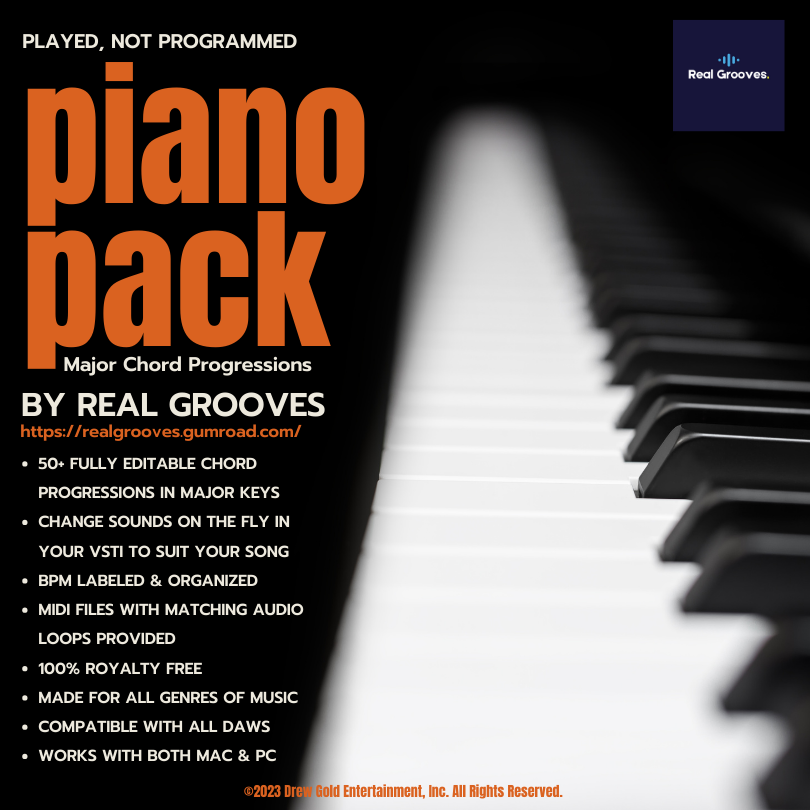 RGA_Audio's tweet photo. Major Chord Progressions For Piano. Played, not programmed. https://t.co/FtwRtGBmMG 
50 royalty-free, editable tracks for your demo BPM labelled/organized. All DAWS, all genres. Mac &amp; PC
#RealGrooves #DrumAndPianoLoops #MIDIPacks #MusicProduction #SoundDesign @kvraudio @gumroad https://t.co/158M6LInmA