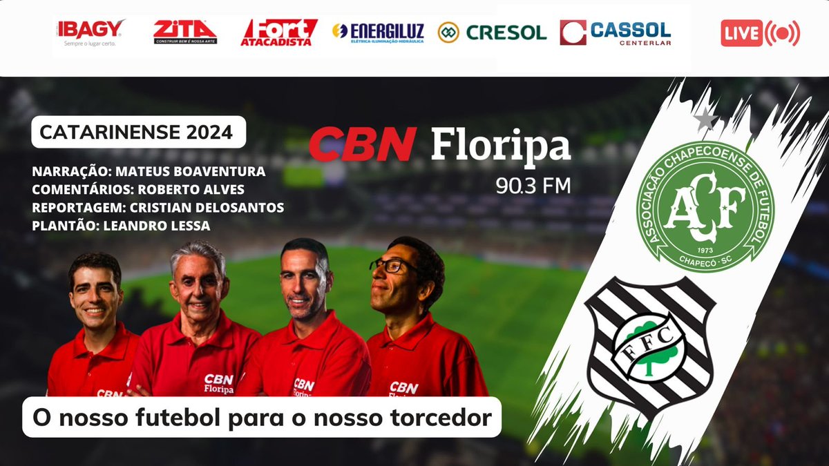MatBoaventura's tweet photo. Já começou #Avaí x #Brusque pelo Catarinense. A partir das 18h, tem #Chapecoense e #Figueirense. Estou nessa pra narrar com @cdelosantos na reportagem direto da Arena Condá, comentário de Roberto Alves e Leandro Lessa na Central CBN dos esportes.

AO VIVO https://t.co/1J02s0GHey https://t.co/tsVOu9URkp