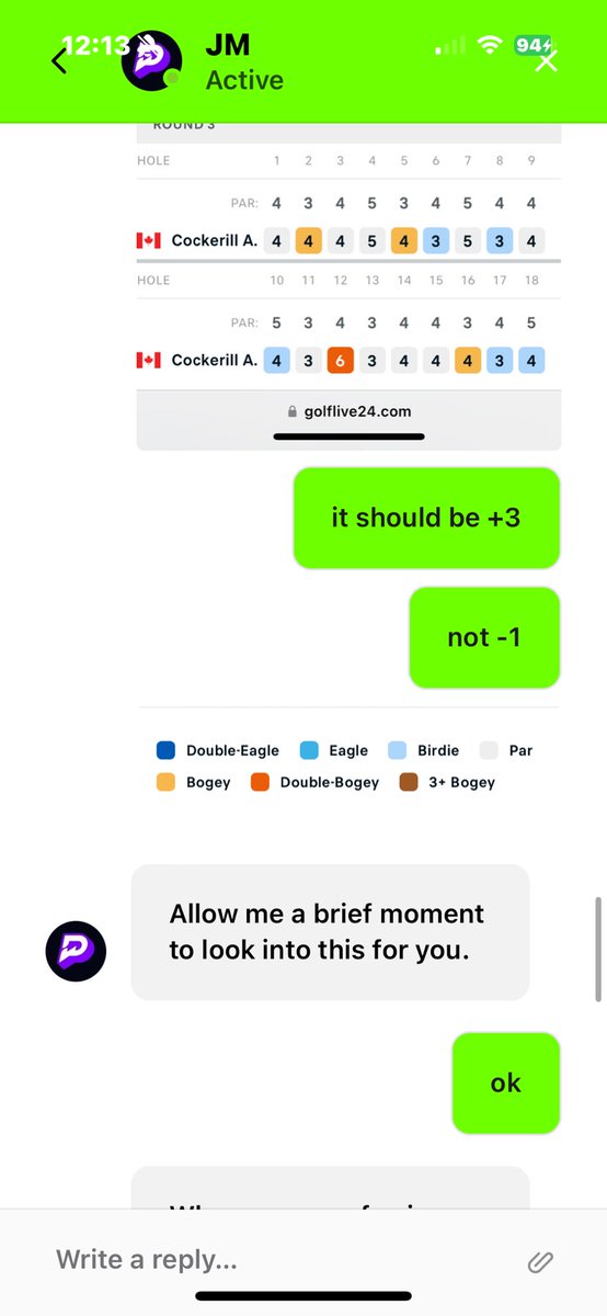 KingLuffyOne's tweet photo. Did I get scammed or what!? 

Connor Syme
vs Aaron Cockerill 
Birdies or better matchup

Syme got 13 Birdies 
Cockerill got 10 Birdies https://t.co/mfmoVqE02w