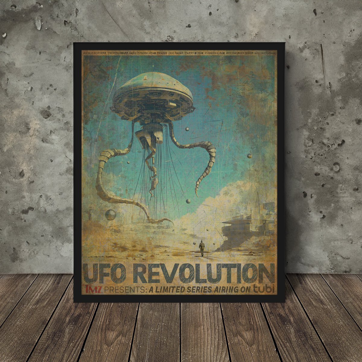 TheEricJungmann's tweet photo. Hi, friends! My art poster for the new docu-series, “UFO REVOLUTION” is now available as a HQ fine art print!!! 

Link in bio 🛸

BIG thanks to @JeremyCorbell for his amazing support!!!

Watch #UFOREVOLUTION by @tmz_tv streaming on @tubi 

#ufo #uap #UFOTwitter #disclosure  #ufoX https://t.co/2udLyTKOjn