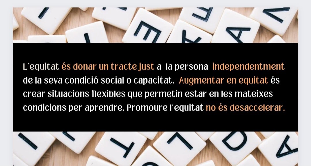 Agraïment profund al CEP d'Inca i a totes les persones participants en l'acció formativa "A+E" Avaluació i equitat. Un cop més es fa evident la implicació del professorat per avançar pràctiques inclusives.