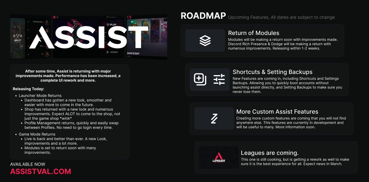 AssistLauncher's tweet photo. We are back. Assist is available now. Improvements made across the board for a better experience.

 Enjoy! | https://t.co/JvhuWn8QQu https://t.co/QuKTPr2OSO