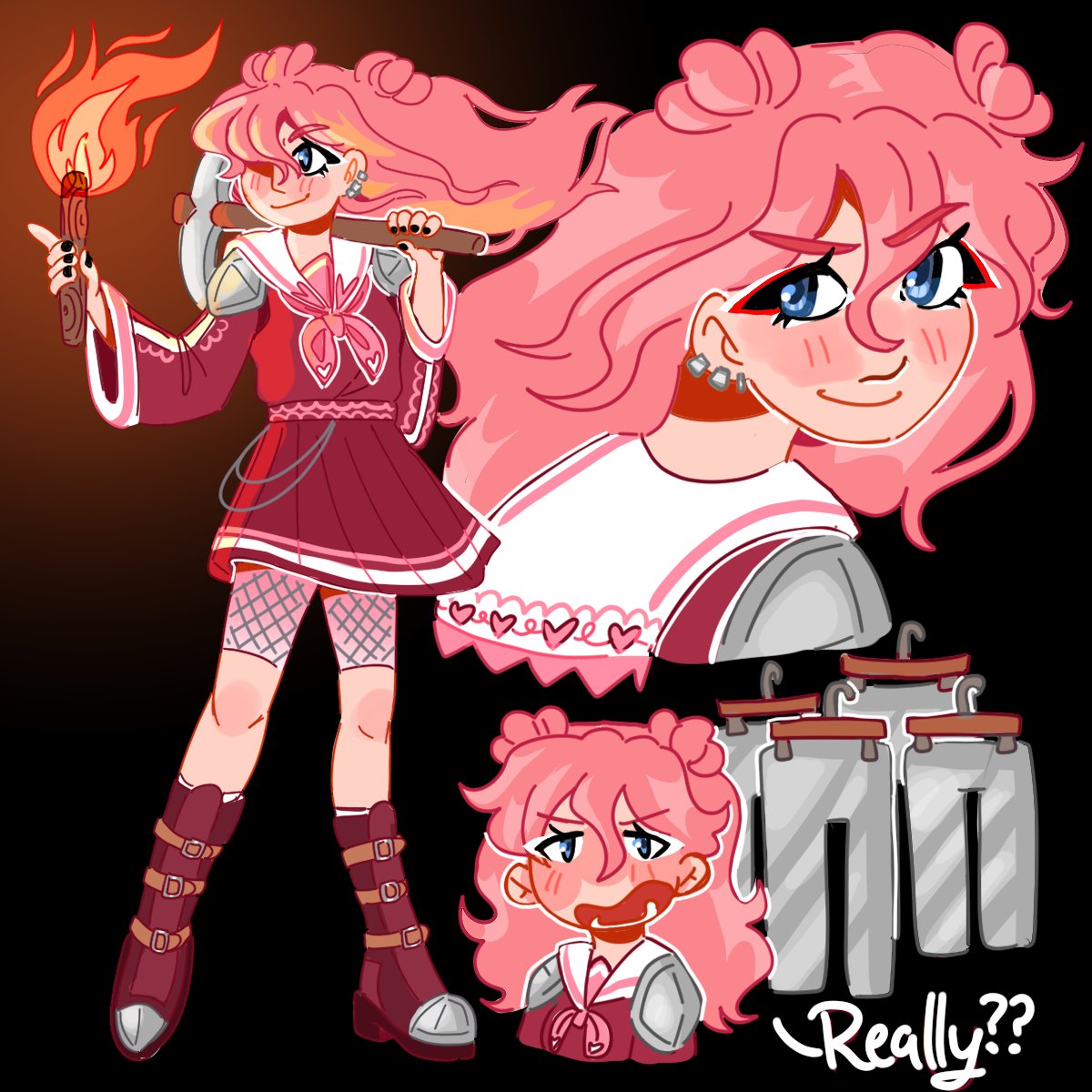 Minecraft SOS? Yeah you could say i rushed home when i saw the new skin and started drawing immediately. I wanted to make it cuter- but also way more metal. Also hearts and fancy eyeliner. #ldshadowlady #minecraftsos