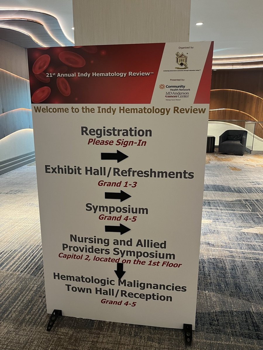 Indy Hematology meeting. First time attending. Terrific meeting on all aspects of hematology. Honored to join the illustrious group of speakers at this meeting.