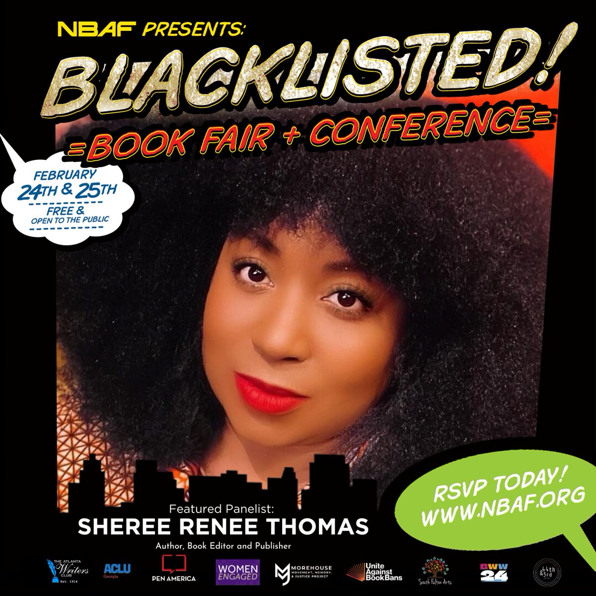 Sheree Renée Thomas 2024 Ignyte Award Winner (@blackpotmojo) on Twitter photo Join me at <a href="/NBAF/">NBAF (National Black Arts)</a>’s Blacklisted! Banned Books Fair in Atlanta, GA on February 24th & 25th. Our panel, AFROFUTURISM AS A TOOL FOR LIBERATION, will be led by Dr. Renée Alexander Craft at 4:30 pm EST. Join me at <a href="/NBAF/">NBAF (National Black Arts)</a>’s Blacklisted! Banned Books Fair in Atlanta, GA on February 24th & 25th. Our panel, AFROFUTURISM AS A TOOL FOR LIBERATION, will be led by Dr. Renée Alexander Craft at 4:30 pm EST.
