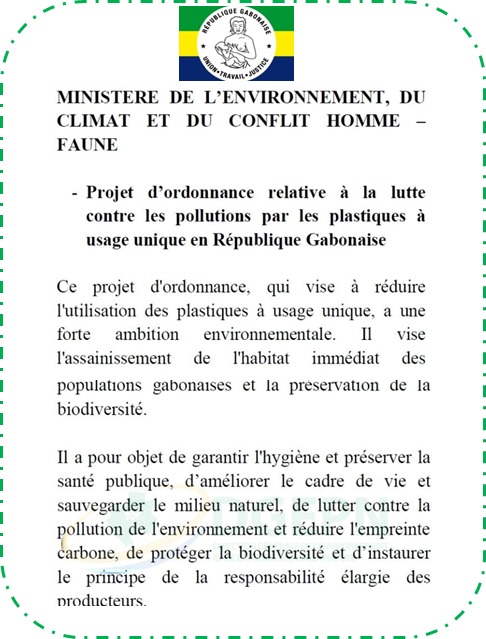 Government just adopted the law banning single use plastics in #Gabon 🇬🇦

An important step towards #ZeroPlastic 

#GreenTransition #UNEA6 #INC4

@UNEP @undpgabon @Comgouv_GA