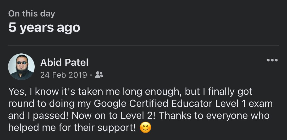 Abid Patel (@abid_patel) on Twitter photo Five years ago today, I passed my Google Certified Educator Level 1 exam! Who'd have imagine at the time what that would have led to eh?! ๐
๐ก Google Certified Innovator #LON19
๐ Google Certified Trainer
๐ฌ๐ง #GEGUK <a href="/GEG_UK/">GEG UK</a>
๐ #GlobalGEG <a href="/GlobalGEG/">Global GEG</a>
๐
#GoogleChampions #DUB23 Five years ago today, I passed my Google Certified Educator Level 1 exam! Who'd have imagine at the time what that would have led to eh?! ๐
๐ก Google Certified Innovator #LON19
๐ Google Certified Trainer
๐ฌ๐ง #GEGUK <a href="/GEG_UK/">GEG UK</a>
๐ #GlobalGEG <a href="/GlobalGEG/">Global GEG</a>
๐
#GoogleChampions #DUB23