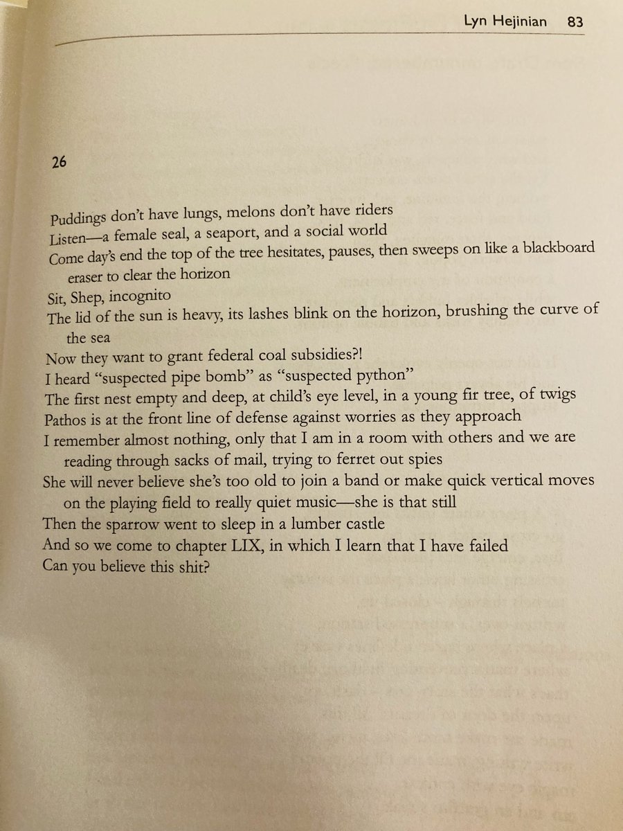 RIP Lyn Hejinian (1941-2024). Two from The Unfollowing in The Reality Street Book of Sonnets, edited by Jeff Hilson. 🤍🤍🤍🤍🤍🤍🤍🤍🤍🤍