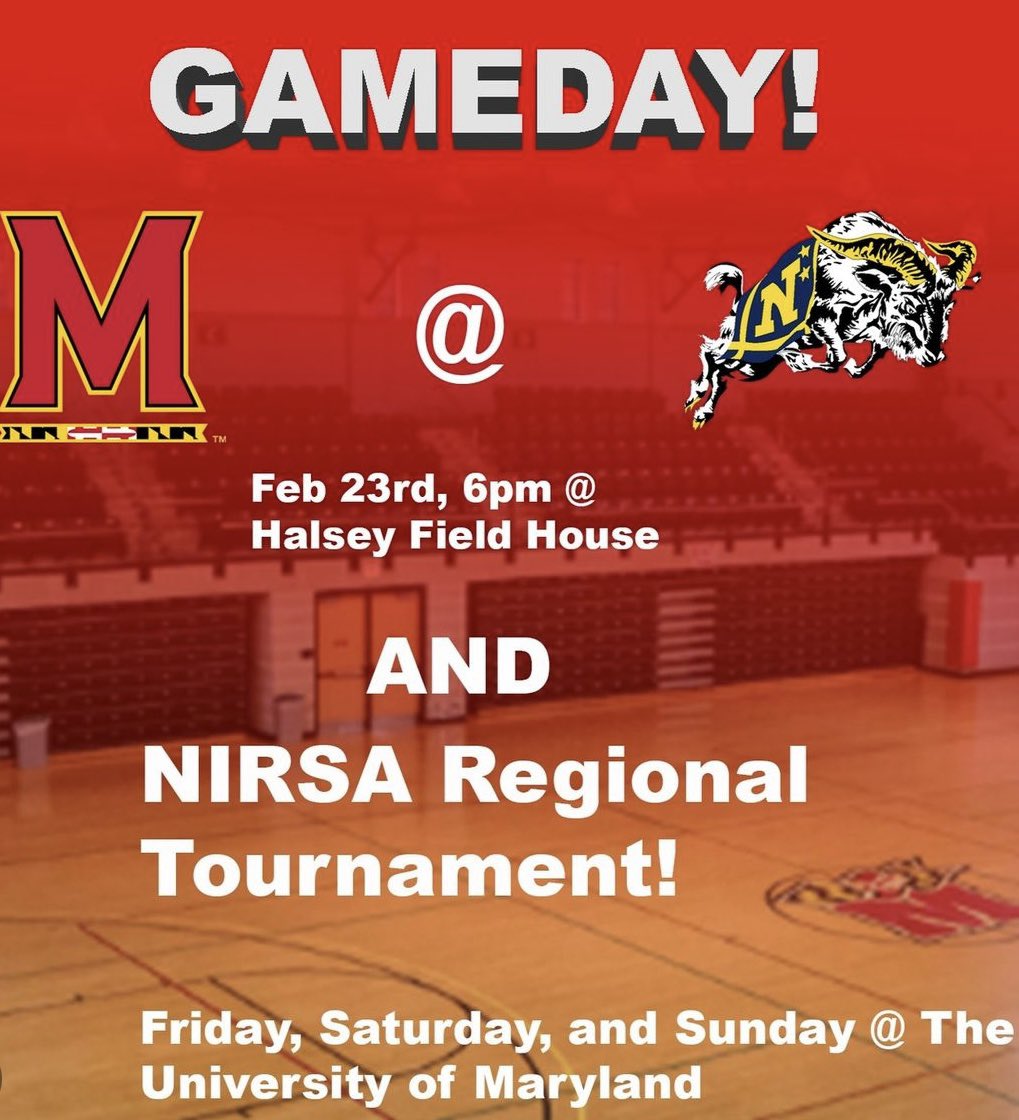 Big weekend as we take on Navy on Friday February 23rd as well as host the NIRSA Mid Atlantic tournament Saturday and Sunday!