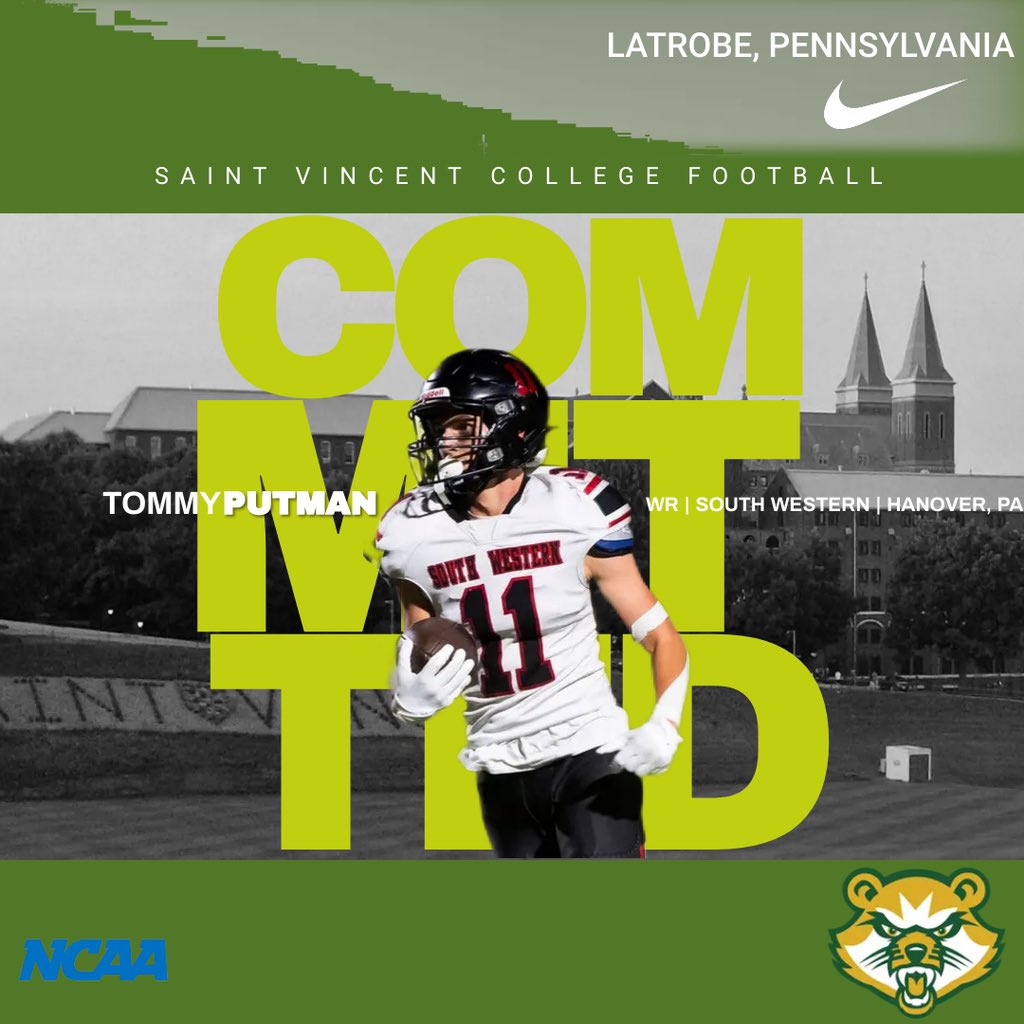 Tommy Putman (@tommyputman11) on Twitter photo I’m extremely excited to announce my commitment to Saint Vincent College where I will be continuing my academic and athletic career! Thanks to all the coaches who have helped/recruited me. <a href="/CoachSmetanka/">Aaron Smetanka</a> <a href="/OLCoachCorrado/">Chris Corrado</a> <a href="/CoachJB1968/">CoachJB John Bell</a> <a href="/coachlondonIII/">Samuel London</a> <a href="/TonyShermeyer/">Tony Shermeyer</a> <a href="/mustangs_swfb/">South Western Mustangs Football</a> I’m extremely excited to announce my commitment to Saint Vincent College where I will be continuing my academic and athletic career! Thanks to all the coaches who have helped/recruited me. <a href="/CoachSmetanka/">Aaron Smetanka</a> <a href="/OLCoachCorrado/">Chris Corrado</a> <a href="/CoachJB1968/">CoachJB John Bell</a> <a href="/coachlondonIII/">Samuel London</a> <a href="/TonyShermeyer/">Tony Shermeyer</a> <a href="/mustangs_swfb/">South Western Mustangs Football</a>