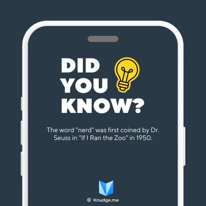 Knudge_me's tweet photo. Ever wondered where 'nerd' came from? Back in the 1950s, it popped up in a Dr. Seuss book called 'If I Ran the Zoo'!

Embrace your inner nerdiness! 🤓

#nerdy #NerdGirl #nerd #Genius #Smart #English #fact #FunFact #DidYouKnow https://t.co/gyKZejXXdr