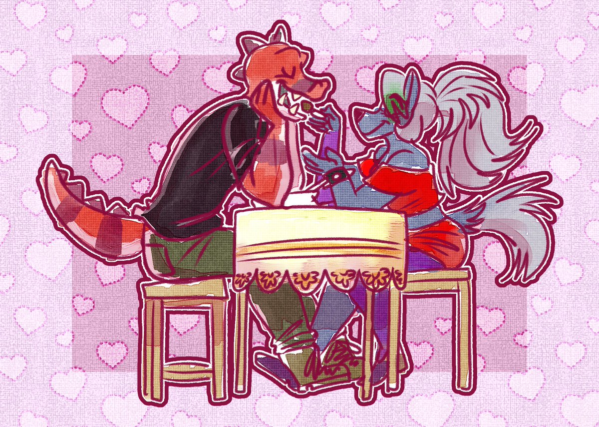 PapakrokVT's tweet photo. 'We take moments to look back on those times wondering how odd it was for us to meet. From eachother we have grown a friendship.. love.. and no matter what comes infront of us, we stand for eachother'

Art by @doodleandie

#Roxannewolf #Roxy #Vtubers #Furryart #Furry https://t.co/mWEAzQ14Qh