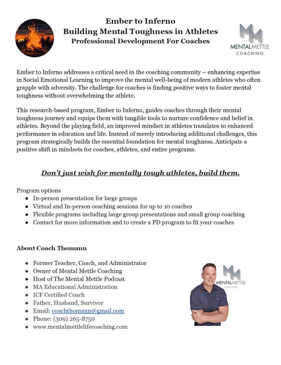For my athletic directors and coaches!  Check out this coach-specific PD designed to help coaches build mental well-being in athletics.   #mentalmettlecoaching #coaches #mindsetmatters #SEL

docs.google.com/document/d/1Od…