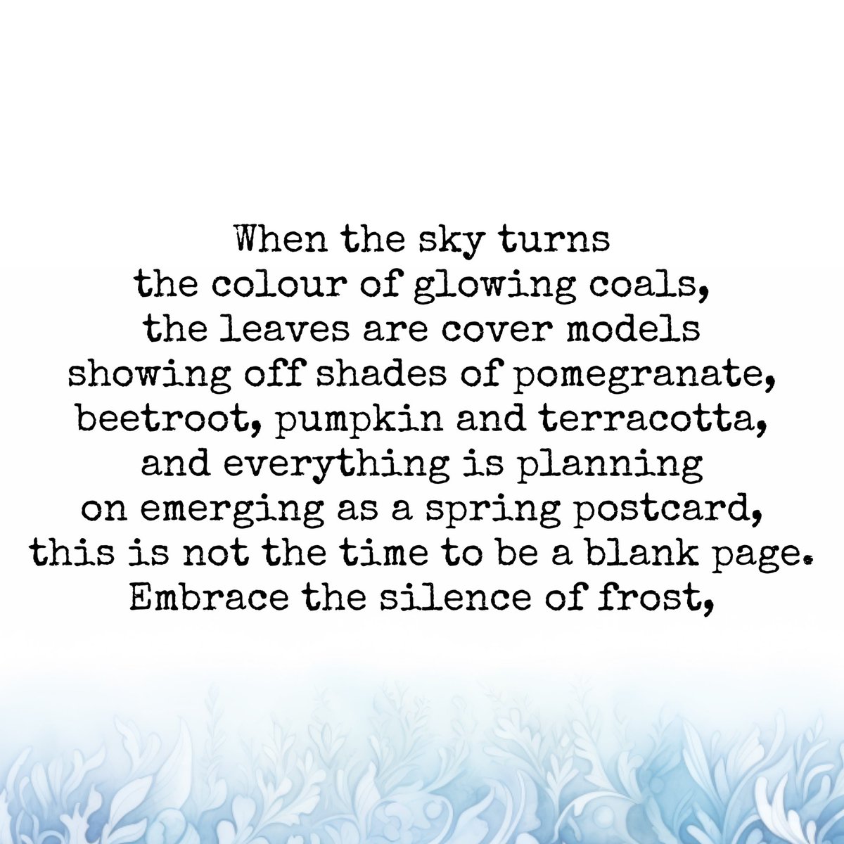 OpendoorPoetry's tweet photo. THE COMING OF WINTER
Christian Ward
London, United Kingdom https://t.co/iz5Su91r2S