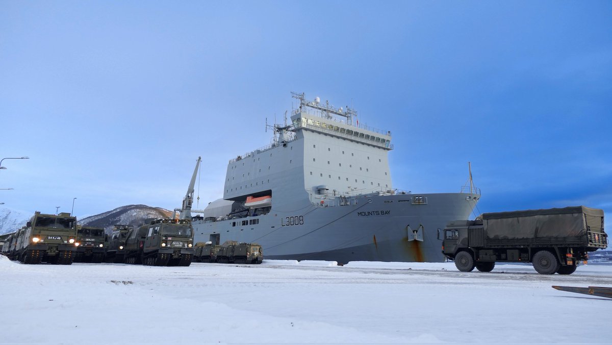 After months of training in the harsh depths of Norway's arctic winter, Commandos of @45CdoGp embark @RFAMountsBay in preparation for the @NATO Exercise #SteadfastDefender24. #WeAreNATO #StrongerTogether #DeterAndDefend