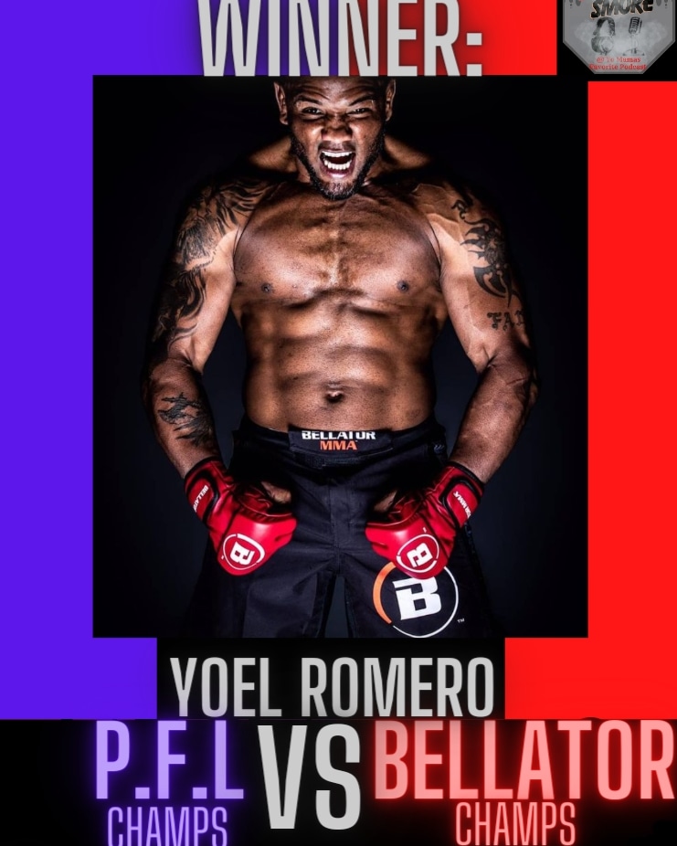 OctagonSmoke's tweet photo. Yoel Romero get the dec win over Santos moving #Bellator to 2/0 against #pfl #FYP #PFLvsBellator #Trending https://t.co/qenxOKu988