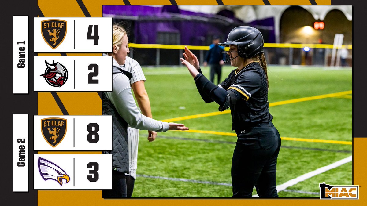 4⃣-0⃣ for the first time in 4⃣0⃣ years! GAME 1 BOX: athletics.stolaf.edu/sports/softbal… GAME 2 BOX: 🔜 #UmYahYah | #OlePride | #d3sb