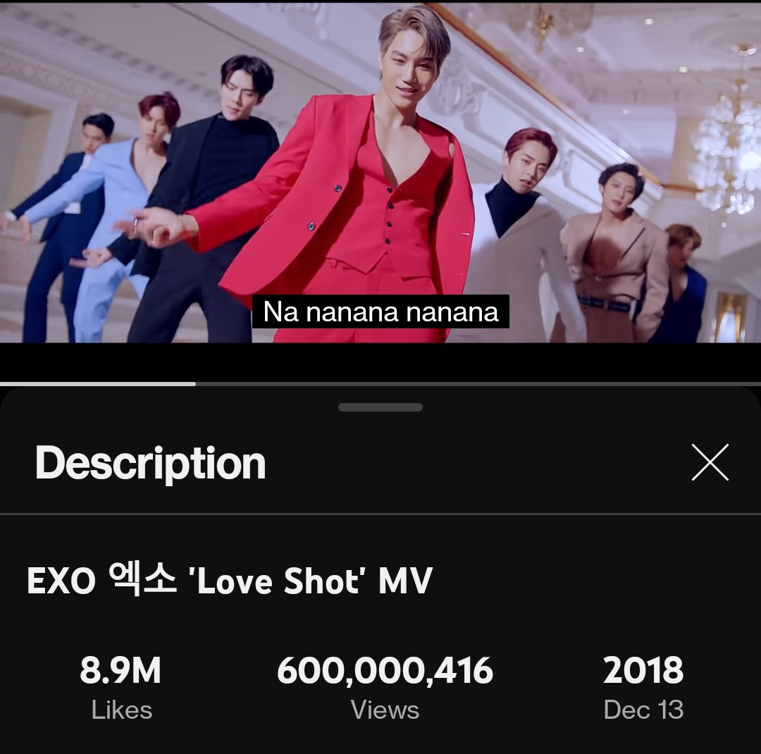 EXOBreakingNews's tweet photo. Congratulations "Love Shot" by EXO surpassed 600,000,000 views on YouTube with over 8.9M likes🥳🎉 #EXO @weareoneEXO https://t.co/tHrgT20s8K