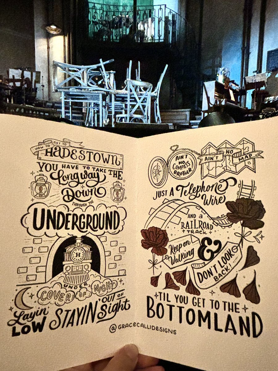 gracecalliart's tweet photo. I’m going to dedicate my life to making @HadestownUK art from now on after watching this magical show last night. 

I was so moved by it, it moved me to buy tickets for March during the interval. https://t.co/6boKAUcoba